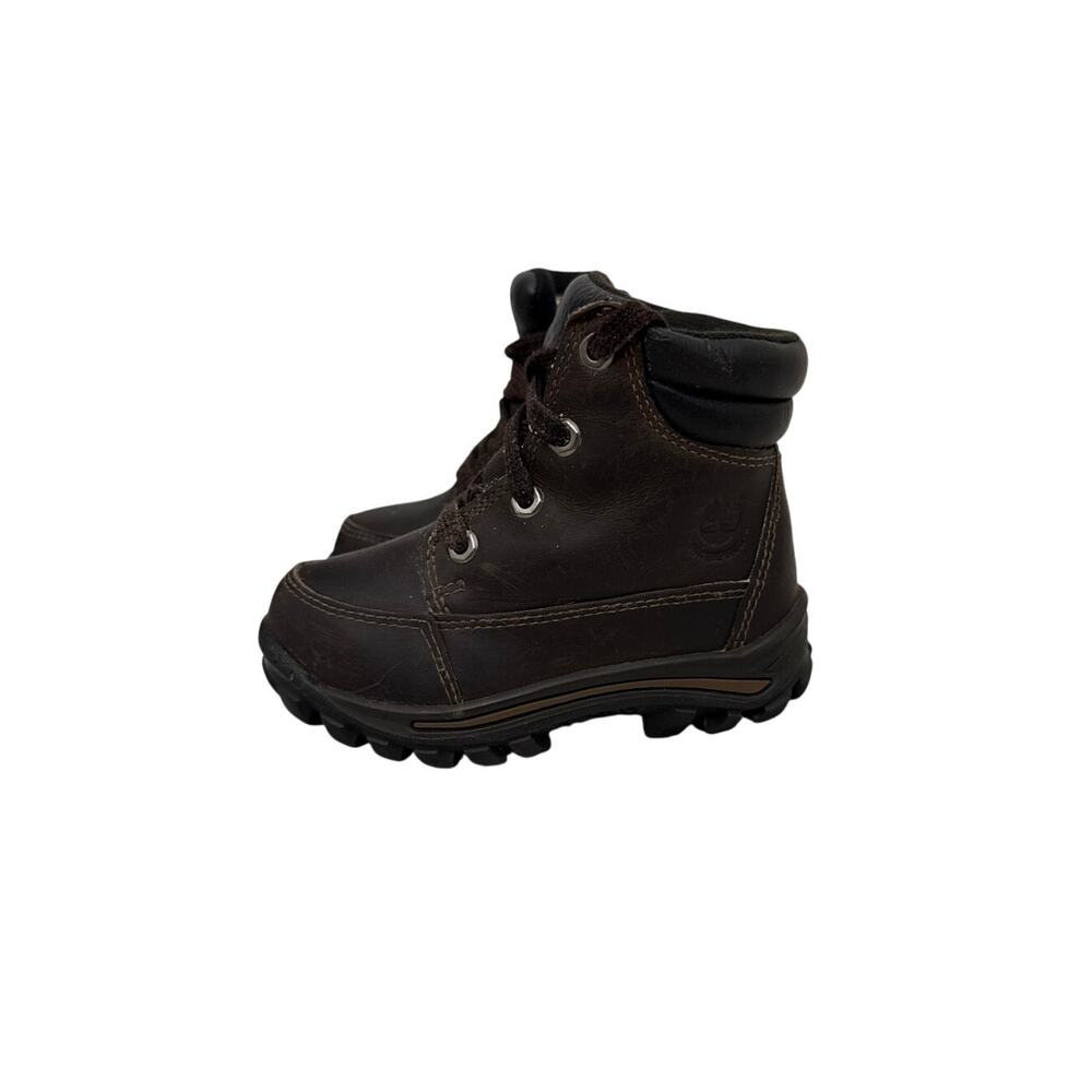 Timberland Shoes Brown Leather Side Zip Classic Work Boots Toddler Size 6 - Picture 2 of 4